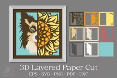 Dog Sunflower 3D Layered Papercut SVG I Sunflower papercut Product Image 1