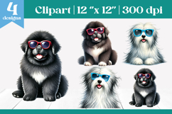 Cute Newfoundland &amp; Bobtail Dogs PNG Product Image 1