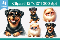 Cute Rottweiler &amp; Pomeranian Dogs Clipart PNG Product Image 1