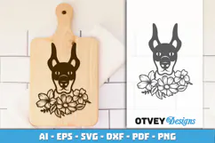 Dog SVG with Flowers | Dog Laser Engraving Cut Files Product Image 1