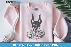 Dog SVG with Flowers | Dog Laser Engraving Cut Files Product Image 3