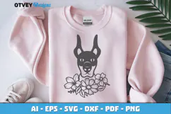 Dog SVG with Flowers | Dog Laser Engraving Cut Files Product Image 3