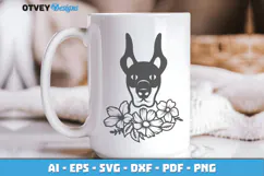 Dog SVG with Flowers | Dog Laser Engraving Cut Files Product Image 2