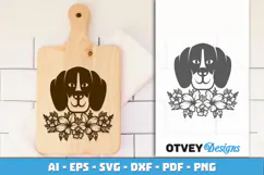 Dog SVG with Flowers | Dog Laser Engraving Cut Files Product Image 3