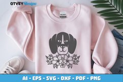 Dog SVG with Flowers | Dog Laser Engraving Cut Files Product Image 2