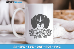 Dog SVG with Flowers | Dog Laser Engraving Cut Files Product Image 1