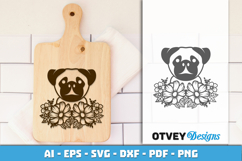 Dog SVG with Flowers | Dog Laser Engraving Cut Files Product Image 3