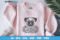 Dog SVG with Flowers | Dog Laser Engraving Cut Files Product Image 1
