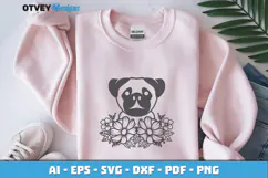 Dog SVG with Flowers | Dog Laser Engraving Cut Files Product Image 1