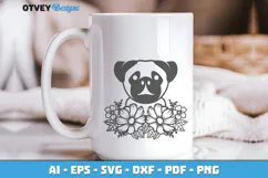 Dog SVG with Flowers | Dog Laser Engraving Cut Files Product Image 2