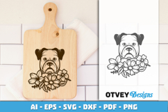 Dog SVG with Flowers | Dog Laser Engraving Cut Files Product Image 1