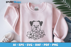 Dog SVG with Flowers | Dog Laser Engraving Cut Files Product Image 2