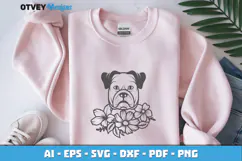 Dog SVG with Flowers | Dog Laser Engraving Cut Files Product Image 2