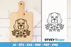 Dog SVG with Flowers | Dog Laser Engraving Cut Files Product Image 3