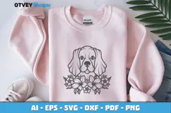 Dog SVG with Flowers | Dog Laser Engraving Cut Files Product Image 2