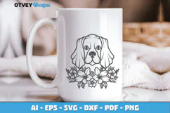 Dog SVG with Flowers | Dog Laser Engraving Cut Files Product Image 1