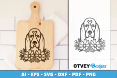 Dog SVG with Flowers | Dog Laser Engraving Cut Files Product Image 3
