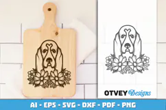 Dog SVG with Flowers | Dog Laser Engraving Cut Files Product Image 3