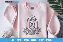 Dog SVG with Flowers | Dog Laser Engraving Cut Files Product Image 1