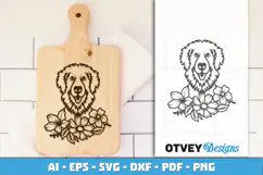 Dog SVG with Flowers | Dog Laser Engraving Cut Files Product Image 1