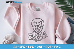 Dog SVG with Flowers | Dog Laser Engraving Cut Files Product Image 2