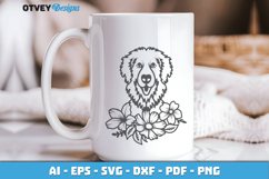 Dog SVG with Flowers | Dog Laser Engraving Cut Files Product Image 3