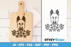 Dog SVG with Flowers | Dog Laser Engraving Cut Files Product Image 3