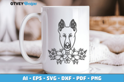 Dog SVG with Flowers | Dog Laser Engraving Cut Files Product Image 1
