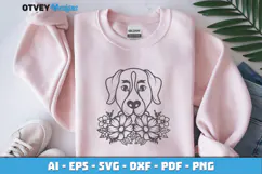 Dog SVG with Flowers | Dog Laser Engraving Cut Files Product Image 1