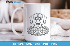 Dog SVG with Flowers | Dog Laser Engraving Cut Files Product Image 2