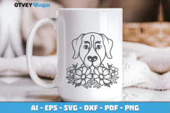 Dog SVG with Flowers | Dog Laser Engraving Cut Files Product Image 2