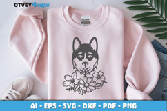 Dog SVG with Flowers | Dog Laser Engraving Cut Files Product Image 2