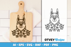 Dog SVG with Flowers | Dog Laser Engraving Cut Files Product Image 3