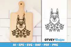 Dog SVG with Flowers | Dog Laser Engraving Cut Files Product Image 3
