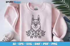 Dog SVG with Flowers | Dog Laser Engraving Cut Files Product Image 2