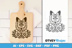 Dog SVG with Flowers | Dog Laser Engraving Cut Files Product Image 3