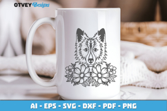 Dog SVG with Flowers | Dog Laser Engraving Cut Files Product Image 2