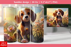 Cute Beagle dog tumbler wrap, Flowers tumbler, Floral dog Product Image 1