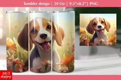 Beagle dog tumbler wrap, Flowers tumbler, Floral dog breed Product Image 1