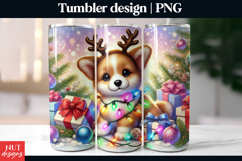 Cute Winter Corgi Christmas tumbler sublimation, dog breed Product Image 1