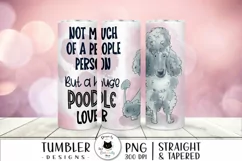 poodle dog tumbler wrap shown on a pink bokeh background
