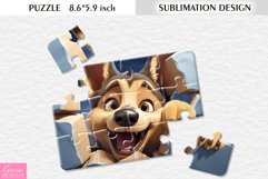 Cartoon Dog|3d cracked wall|Sublimation Design for Puzzle Product Image 1