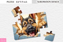 Cartoon Dog|3d cracked wall|Sublimation Design for Puzzle Product Image 1