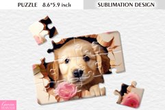Pink Flower Dog|3d Cracked Wall|Puzzle Sublimation Design Product Image 1