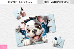Cartoon Dog|3d cracked wall|Sublimation Design for Puzzle Product Image 1