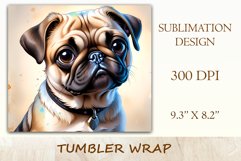 Dog tumbler wrap dog, done in watercolor style illustration for dog lovers. Design for tumbler sublimation. High quality and high resolution for printing and sublimation.