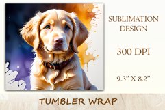 Dog tumbler wrap dog, done in watercolor style illustration for dog lovers. Design for tumbler sublimation. High quality and high resolution for printing and sublimation.