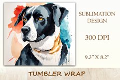 Dog tumbler wrap dog, done in watercolor style illustration for dog lovers. Design for tumbler sublimation. High quality and high resolution for printing and sublimation.
