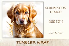 Dog tumbler wrap dog, done in watercolor style illustration for dog lovers. Design for tumbler sublimation. High quality and high resolution for printing and sublimation.