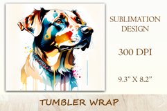 Dog tumbler wrap dog, done in watercolor style illustration for dog lovers. Design for tumbler sublimation. High quality and high resolution for printing and sublimation.